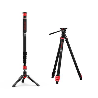 IFOOTAGE Cobra 3 Aluminum monopod and Tripod kit, Portable Travel monopod, Portable Travel Photography Tripod kit with Fluid Head, Compatible with Sony Canon Nikon SLR Camera, A180T/TA3B+K3