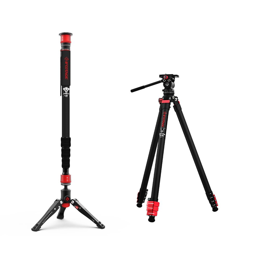 IFOOTAGE Cobra 3 Aluminum monopod and Tripod kit, Portable Travel monopod, Portable Travel Photography Tripod kit with Fluid Head, Compatible with Sony Canon Nikon SLR Camera, A180T/TA3B+K3