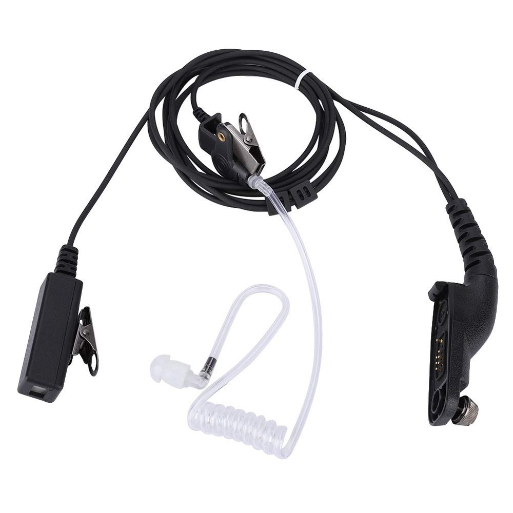 0.9m Walkie Talkie Earpiece with PTT Buttons, Clear Acoustic Tube Transparent Earbuds for Security Door Supervisor