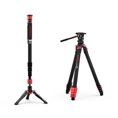 IFOOTAGE Cobra 3 Aluminum monopod and Tripod kit, Portable Travel monopod, Portable Travel Photography Tripod kit with Fluid Head, Compatible with Sony Canon Nikon SLR Camera, A180T/TC3B+K3