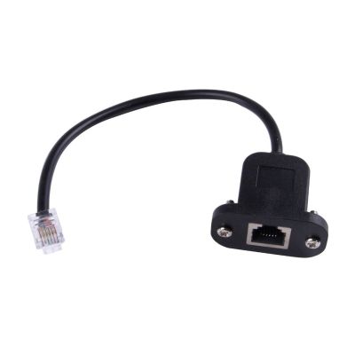 RJ12 6p6c Female to Male Telephone Panel Mount L-a-n Network Ethernet Extension Cable 15cm