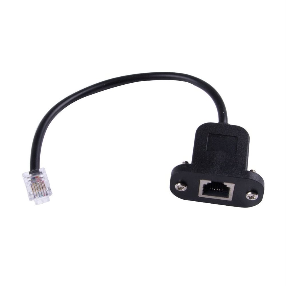 RJ12 6p6c Female to Male Telephone Panel Mount L-a-n Network Ethernet Extension Cable 15cm