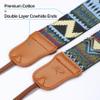 Padwa Lifestyle Camera Strap - 2" Cowhide Head Camera Straps for Photographers,Vintage Jacquard Embroidery Woven Cotton Adjustable Shoulder Neck Straps for Cameras,BinocularsCool Ethnic Style Green view 2