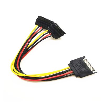 15Pin SATA Male to 2 Female 15Pin Power Hard Disk Splitter Connector Power Cord Suitable Compatible with Hard Disk Drive (Color : As Shown)