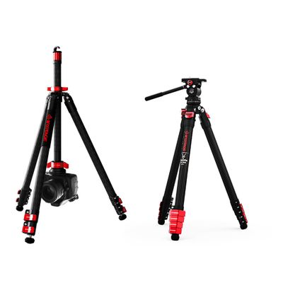 IFOOTAGE 65 "Carbon Fiber Video Tripod and Tripod Set, Professional Camera Tripod 3 Section with Center bar, Portable Travel Tripod kit, Compatible with Canon, Nikon, Sony DSLR Video Camera Antelopes