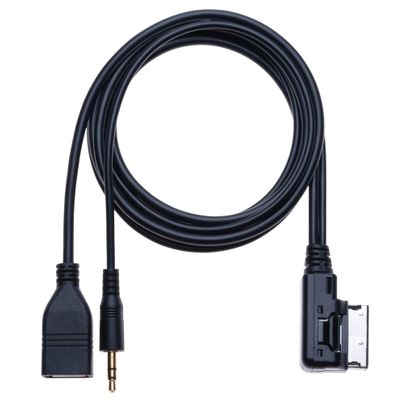 Karlass AMI MDI to AUX 3.5mm to USB Music Media Interface Cable Adapter 1.5m | Compatible for Audi A6L Q5 Q7 A8 S5 A5 A4L A3 VW GTI CC for Sk-o-da FA-bia Oct-Avia Vehicle Radio