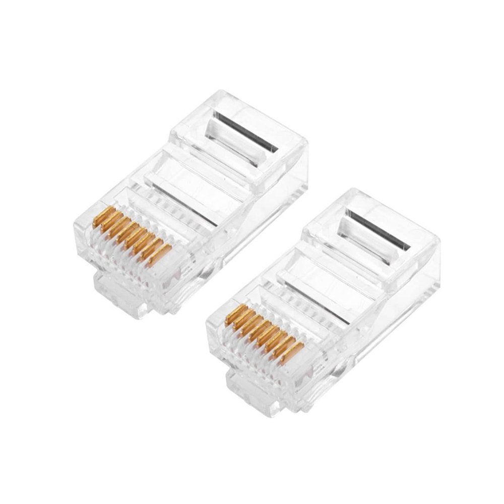 100PCS/lot RJ-45 Ethernet Cables Module Plug Network Connector Compatible with UTP Cat5 Cat5e RJ45 Network Cable Crystal Heads 8P8C
