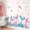 wondever Mermaid Tail Wall Stickers Under The Sea Mermaid Bubble Seaweed Peel and Stick Wall Art Decals for Baby Nursery Girls Bedroom Bathroom view 1