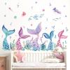 wondever Mermaid Tail Wall Stickers Under The Sea Mermaid Bubble Seaweed Peel and Stick Wall Art Decals for Baby Nursery Girls Bedroom Bathroom view 2