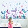 wondever Mermaid Tail Wall Stickers Under The Sea Mermaid Bubble Seaweed Peel and Stick Wall Art Decals for Baby Nursery Girls Bedroom Bathroom view 3