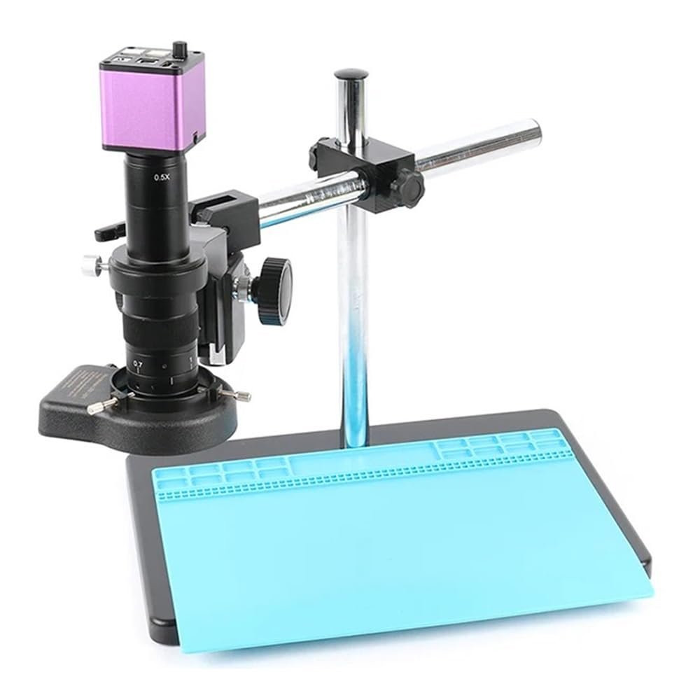 Microscope Kit 300X 180X 14MP HDMI USB HD Industrial C Mount Lens Soldering Lab Video Microscope Camera Set for Phone PCB Repair Soldering Microscope Lens Adapters (Color : A, Size : 500X)