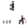 CAMVATE Light Stand Mount + Super Clamp Articulated Mini Ball Head + 1/4" Male to 1/4" Male & 1/4" Male to 3/8" Male view 1