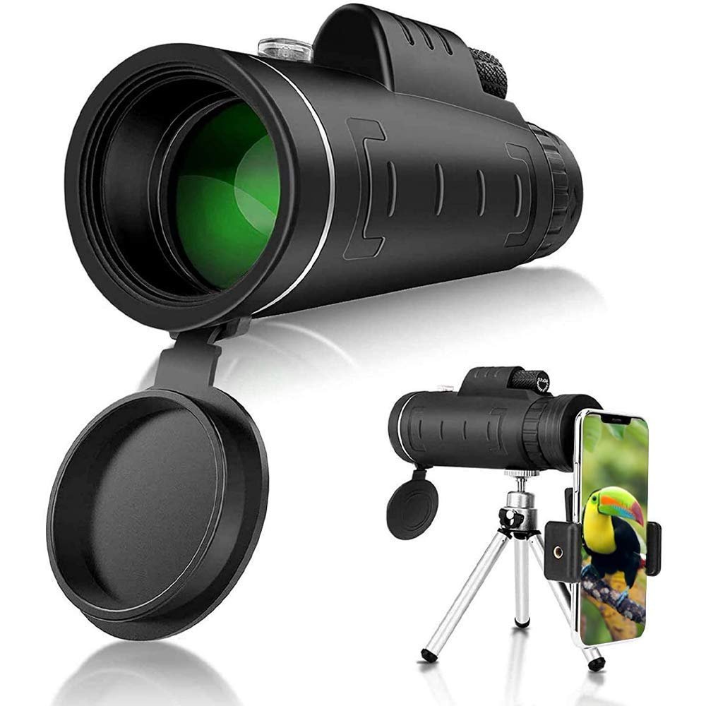 Starry Sky Monocular Telescope, Clear Night Vision with Adjustable Tripod for Mobile Phone Bird Watching Hunting Hiking Camping Travelling, Monocular 40x60 BAK4 High Power Waterproof Low Light -