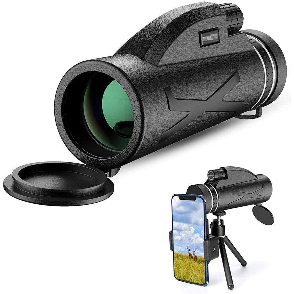 Monocular Telescope, 1250 High-Power Prism HD Bifocal Monocular Telescope Portable Waterproof Anti-Fog Monocular Telescope with Smart Phone Holder Tripod Suitable for Bird Watching Camping Trip