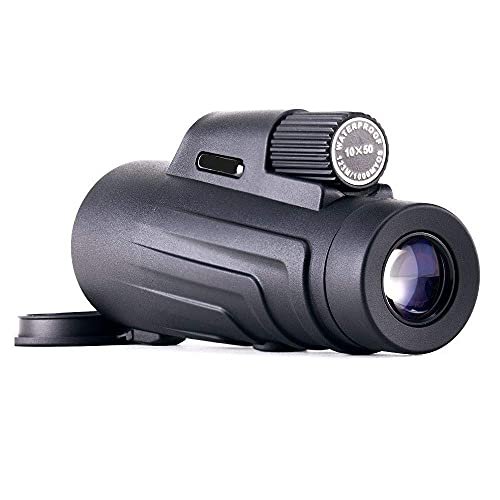 10x50 Monocular Telescope, Waterproof BAK4 Prism FMC Lens Monocular Compact with Monocular with Backpack for Bird Watching Theater Concerts Sport G