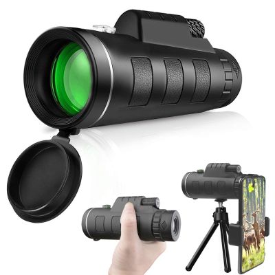 HD High Power Bak4 Prism Monocular Waterproof Monocular Scope with Smartphone Adapter Tripod for Birdwatching Hunting Hiking Camping Sightseeing,Monocular Star Scope Telescope - Double The Comfort