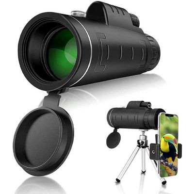 Monocular Telescope, 40 x 60 High Power BAK4 Prism & FMC HD Monocular IPX5 Waterproof with Smartphone Holder & Tripod, for Smartphone Bird Watching, Camping, Wildlife Landscape, Match Double The
