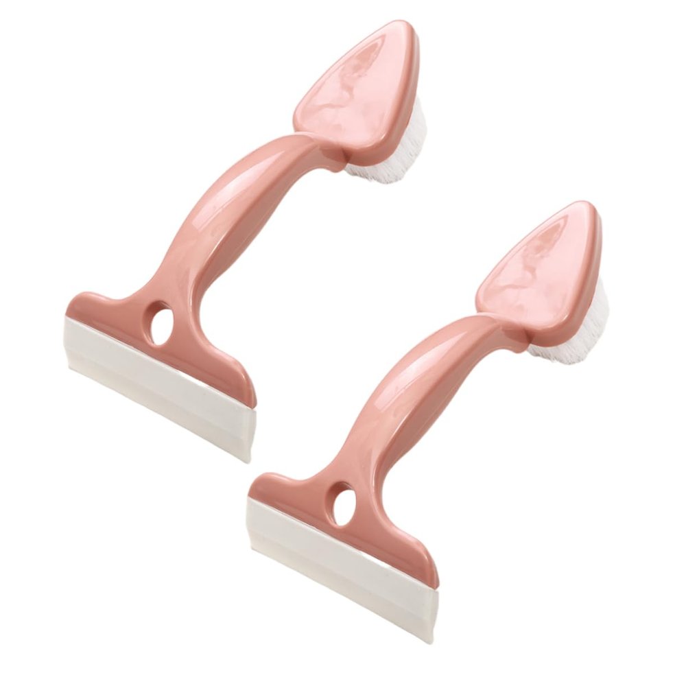 Didiseaon 2pcs Double-Headed Tile Cleaning Brushes for Bathroom Glass Scrubber Tool Pink Convenient for Hard Reach Corners for Toilets and Floors