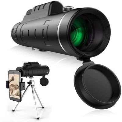 40X60 High Power HD Monocular Scope Waterproof Monocular with Durable and Clear FMC BAK4 Prism Focus for Bird Watching Traveling Concert with Smartphone Holder & Tripod,Monocular Telescope - Double