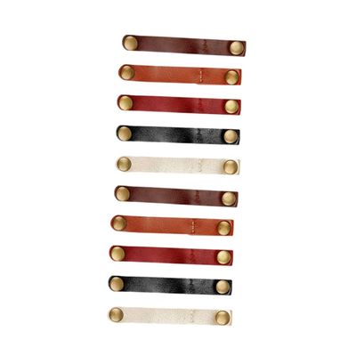 DOITOOL 10pcs Leather Cable Straps Clips Handmade Leather Cord Organizer for USB Cables Headphone Winder Soft Elastic Design for Travel Home Office Use