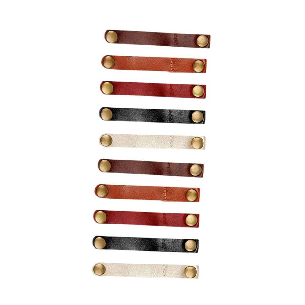 DOITOOL 10pcs Leather Cable Straps Clips Handmade Leather Cord Organizer for USB Cables Headphone Winder Soft Elastic Design for Travel Home Office Use