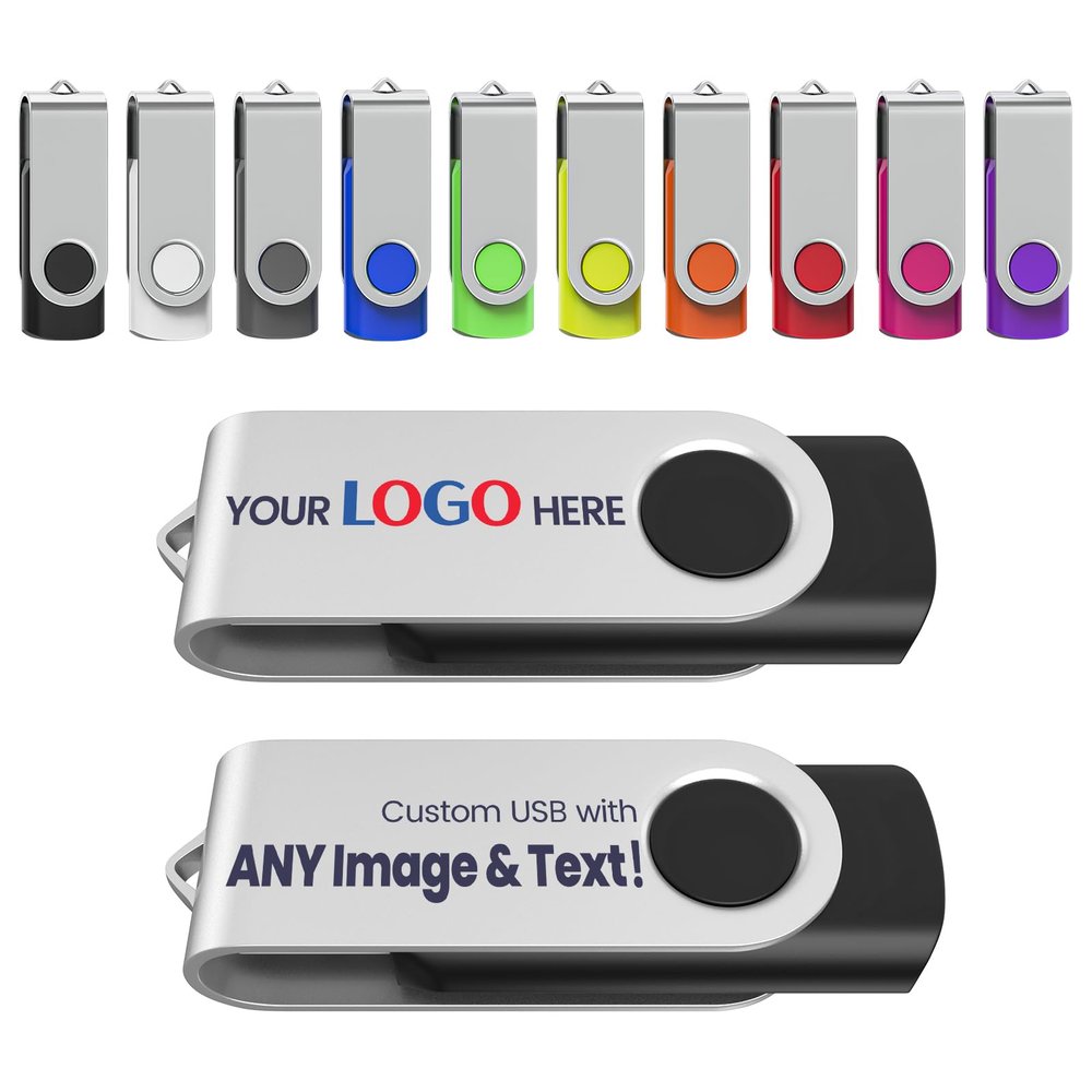Personalized Flash Drives 256MB, Wooolken Customizable USB 2.0 Thumb Drives 10/20/50/100 Pack, Logo Memory Stick Custom Flash Drive Engraved Logo (Mixcolors)