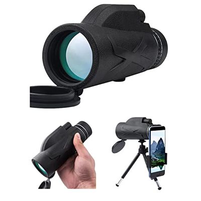 Monocular Telescope, 80X100 Waterproof Monocular with Phone Holder and Tripod, Spotting Telescope for Bird Wildlife Watching Camping Travelling
