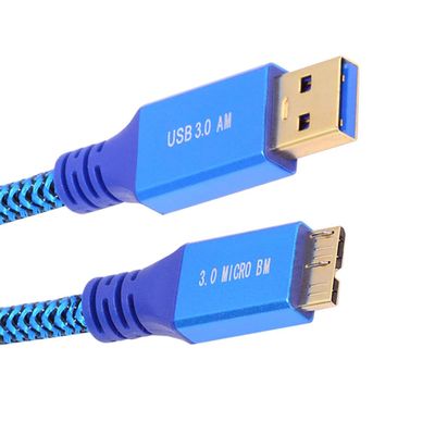NFHK USB 3.0 Type-A Male to USB3.0 Micro-B Male Cable Extension Blue Sleeve 5Gbps for Disk SSD Camera Data 60cm