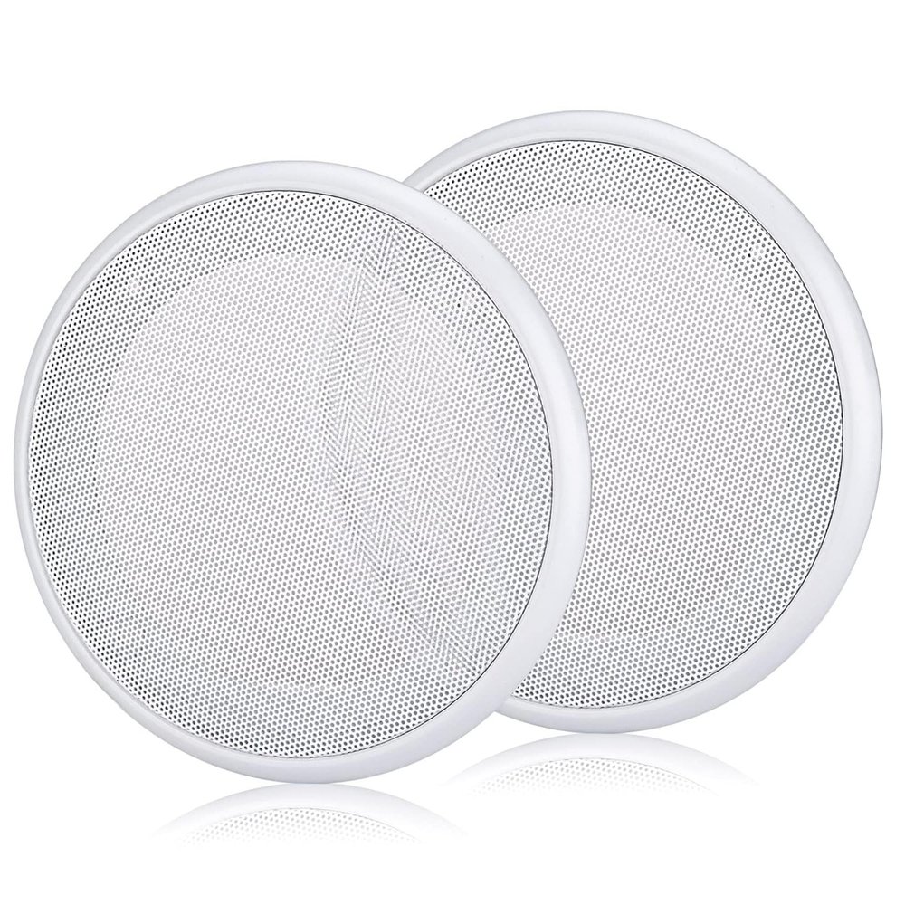 Unifizz 2PCS 6.5in Car Ceiling Speaker Grille Covers - White Round Commercial Speaker Grill for 6.5 Inch Speaker - Speaker Decorative Ring DIY Accessory