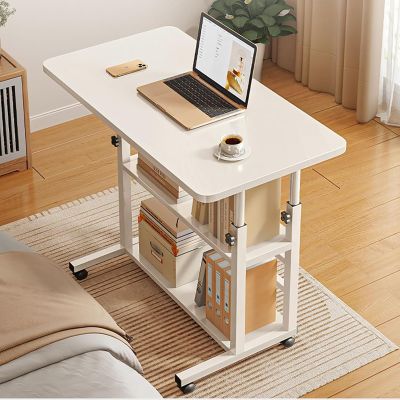 CEEBUS Adjustable Height Sofa Side Table Mobile Desk with Wheels, C Shaped End Table with Storage,Laptop Table Portable Bedside Desk for Couch Bed Recliner (Color : B)