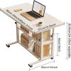 CEEBUS Adjustable Height Sofa Side Table Mobile Desk with Wheels, C Shaped End Table with Storage,Laptop Table Portable Bedside Desk for Couch Bed Recliner (Color : B) view 2