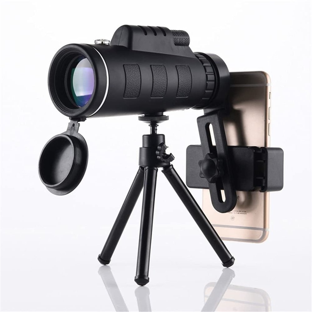 40X60 Zoom Monocular Telescope Scope for Smartphone Camera HD Vision Outdoor Camping Hiking with Compass Phone Clip Tripod