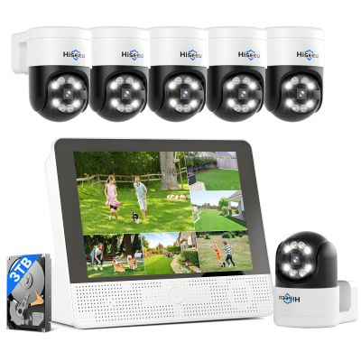 Hiseeu 4K PoE Security Camera System, 6Pcs 5MP PoE PTZ Security Cameras