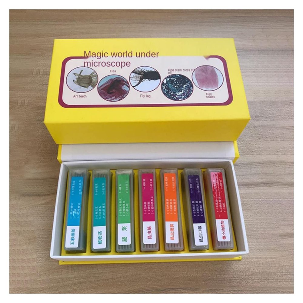 Joebo Microscope Kit 35 Pieces of Biological Specimens for Elementary and Middle School Students, Biological Slices Microscope Lens Adapters