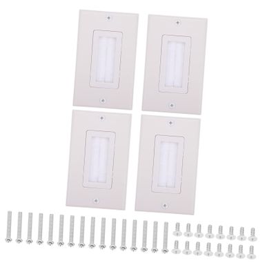 Homoyoyo 4pcs Low Voltage Cable Pass Through Wall Plate with Brush Insert Single Gang Plate for Easy Cable Management of Ethernet Usb and Audio Video Cords
