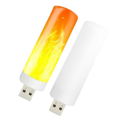 ARTIBETTER 2pcs Lovely USB Night Light Bedside Light Plug in Unique s Fire Effect s Night for Room Flickering Bulbs Room Night Plastic Outdoor Bedside Lamp