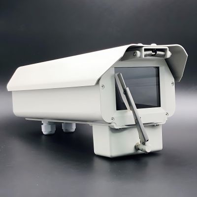 UQISOVI 15'' Outdoor Aluminum Alloy Security Camera Protector Enclosure (15'' Camera Box + Fan + Heater + Sunshade +12V DC Wiper)