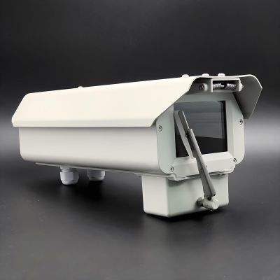 UQISOVI 12Inch Outdoor Aluminum Alloy CCTV Security Camera Protector Housing, Surveillance Camera Box Rainproof Protective Enclosure (12''Box+Fan+Heater+Sunshade+24V DC Wiper)