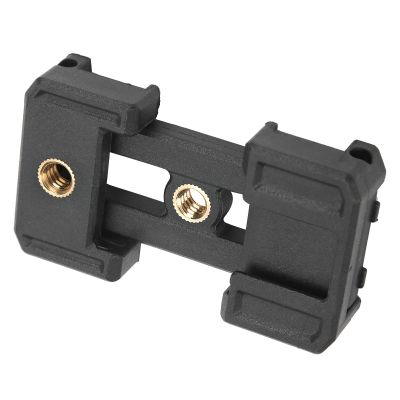 CFTGIW Portable Phone Holder with Hot Shoe, Double Hole Clamp, Nonslip Footpad, 1/4in Screw Holes, Extensible Clamp, Bidirectional Stretch for Tripod and Lamp Holder