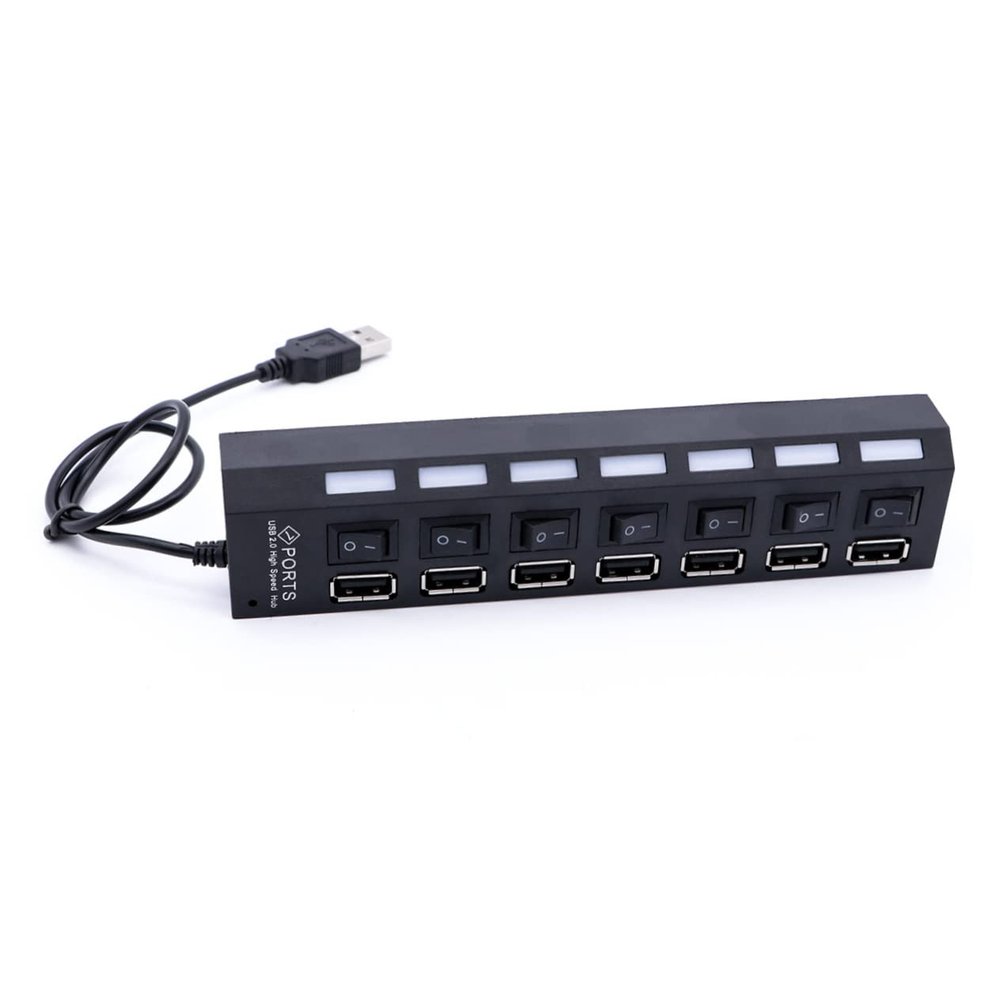 Mikikit Port USB Hub with Individual for Pc and Laptop USB Splitter for Rapid Data Transfer and Led Status Indicator