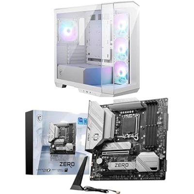 Bundle of MSI MAG PANO M100R PZ White Micro ATX Gaming Case,270-degree Panoramic Display, 4 aRGB Fans + MSI B760M Project Zero Gaming Motherboard (Support 14th/13th/12th Gen Intel Processors)