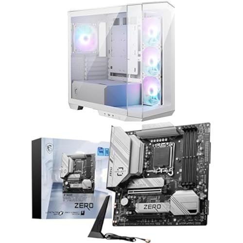 Bundle of MSI MAG PANO M100R PZ White Micro ATX Gaming Case,270-degree Panoramic Display, 4 aRGB Fans + MSI B760M Project Zero Gaming Motherboard (Support 14th/13th/12th Gen Intel Processors)
