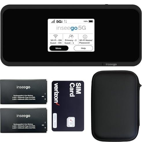 5G Mobile Portable WiFi, Verizon Wireless Jetpack Inseego MiFi M2100, Free VPN Mobile Hotspot for Travel, Unlocked Globally, Speed Up to 2,7 Gbps, Use 8 hrs, EVDO-LINK Bundle (Premium)