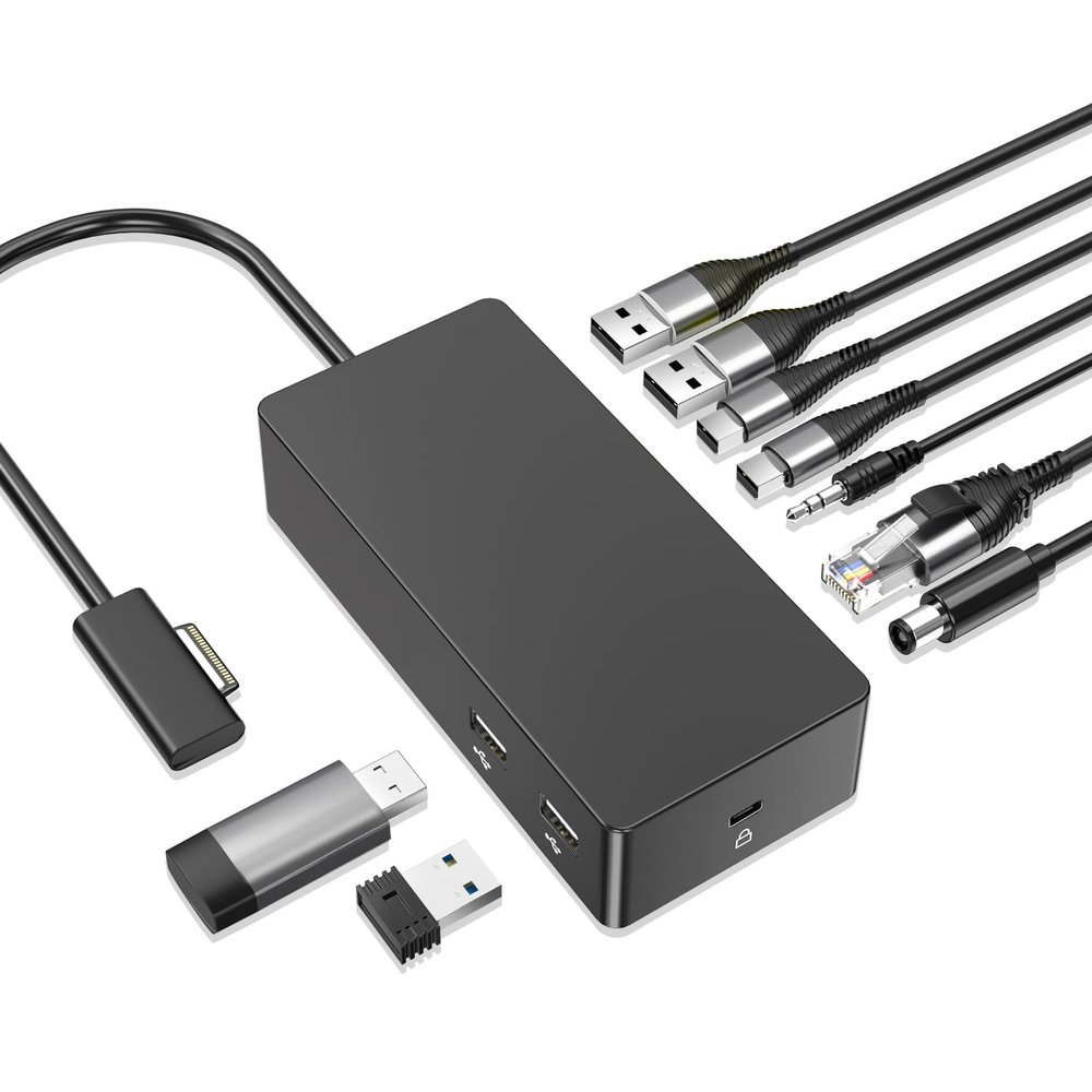 Surface Pro Docking Station,Surface Dock with 90W Power Adapter,Ethernet,Mini DP*2,USB 3.0 * 4,Audio for Surface Pro 11/10/9/8/X/7/6/5/4/3, Surface Laptop go7/6/5/4/3/2/1, Surface Book Go