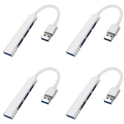 BudgetBundles US 2-4 Pcs USB 3.0 4 Port Hub Splitter Slim Sleek Aluminum PC Mac Laptop Desktop (4 Pack)