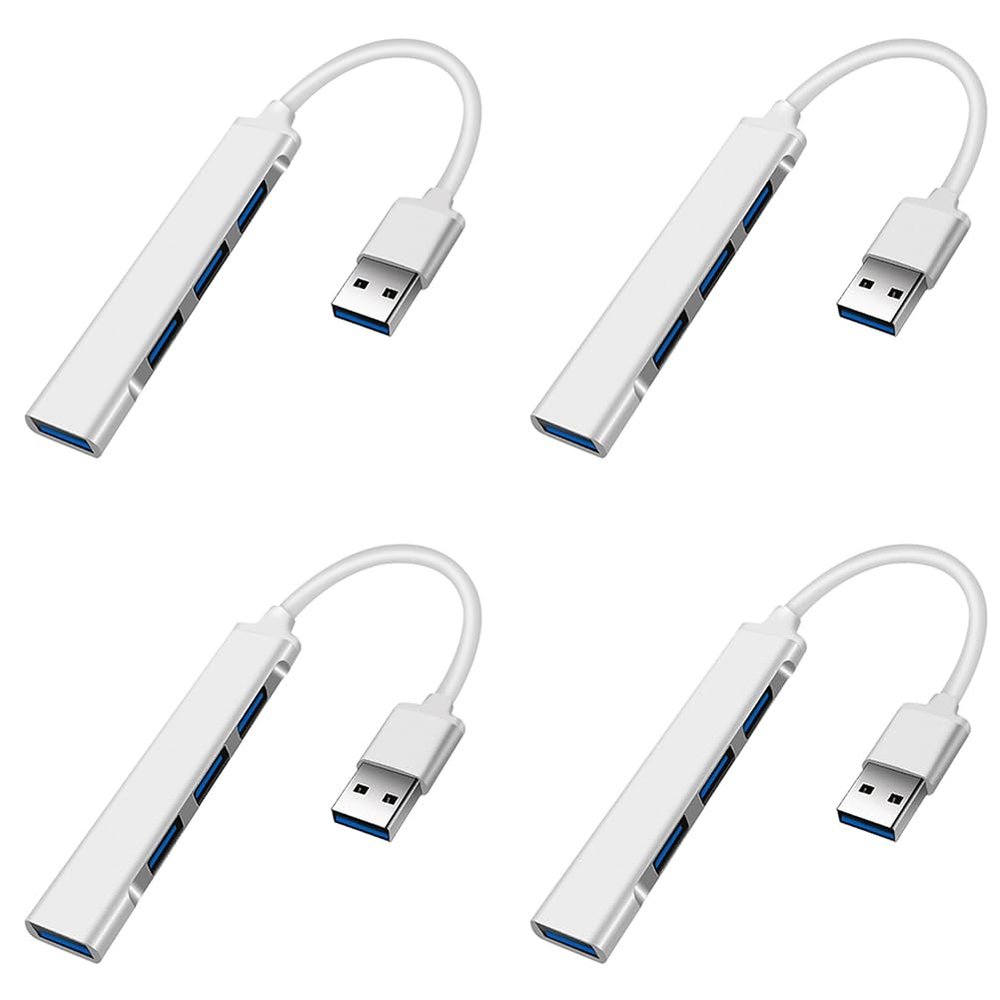 BudgetBundles US 2-4 Pcs USB 3.0 4 Port Hub Splitter Slim Sleek Aluminum PC Mac Laptop Desktop (4 Pack)