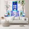 chnywork 7x5ft Greece Spring Street Backdrop Traditional Greek White Brick House Blue Wooden Window Chairs Plants Background Europe Greece Travel Party Decor Birthday Wedding Photo Studio Props view 4