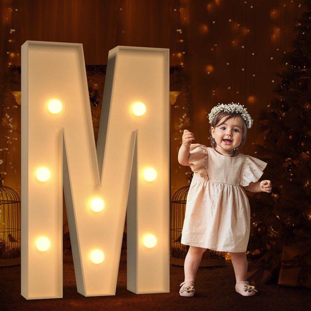 Tongjoy Marquee Letters 3 Feet Tall 3FT Large Light Up Letters M for Wedding Will You Marry Me Sign Happy Birthday Engagement Party Decorations Big Letterboard M