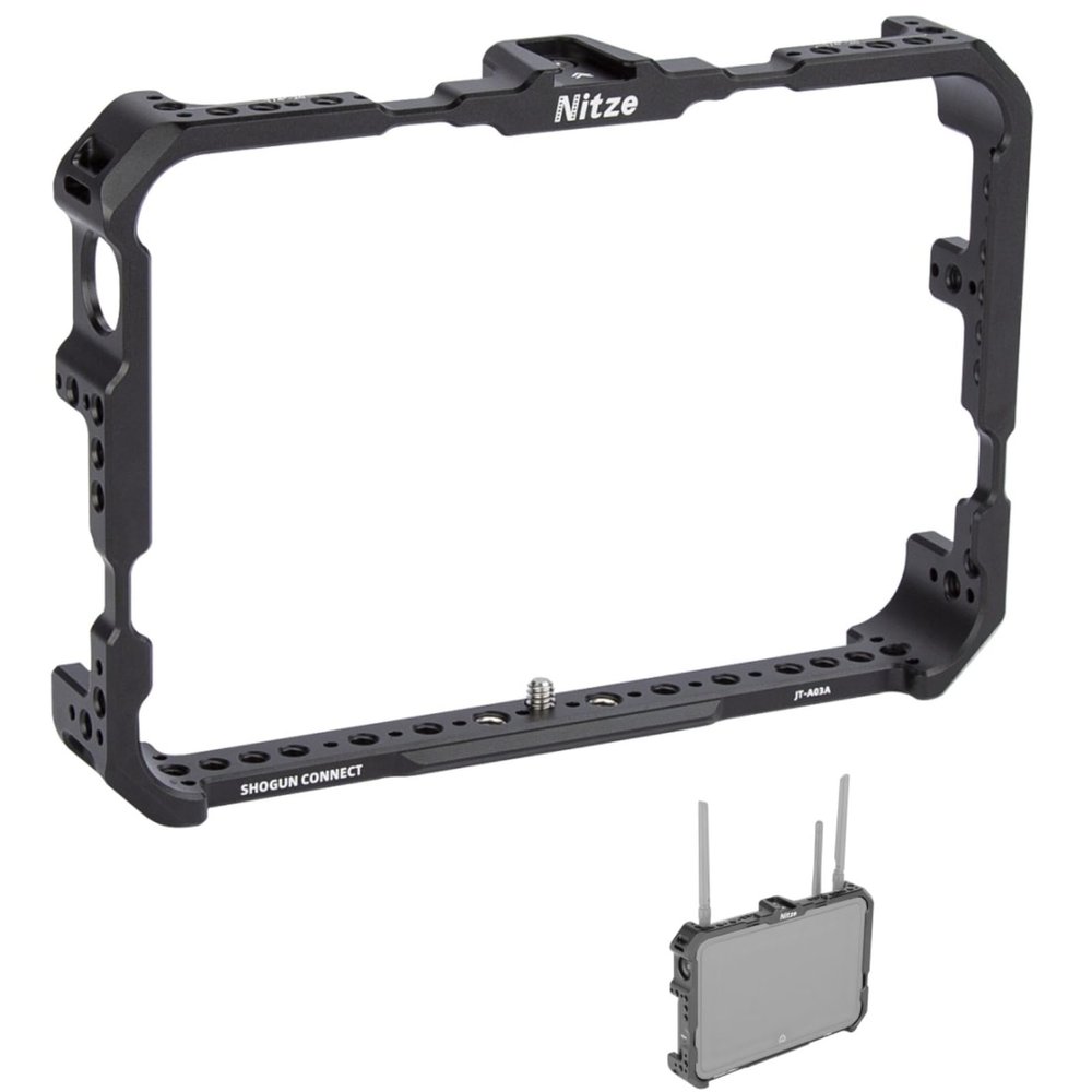 Nitze Cage Built-in Cold Shoe 1/4" locating Holes, Compatible with Atomos Shogun Shogun Ultra Shogun Connect (JT-A03A)