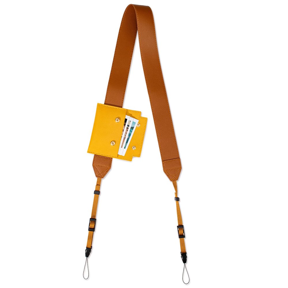 VOVMOEYA PU Leather Camera Strap,Camera Neck Strap Shoulder Strap Compatible with Mirrorless Cameras with Pocket,Brown